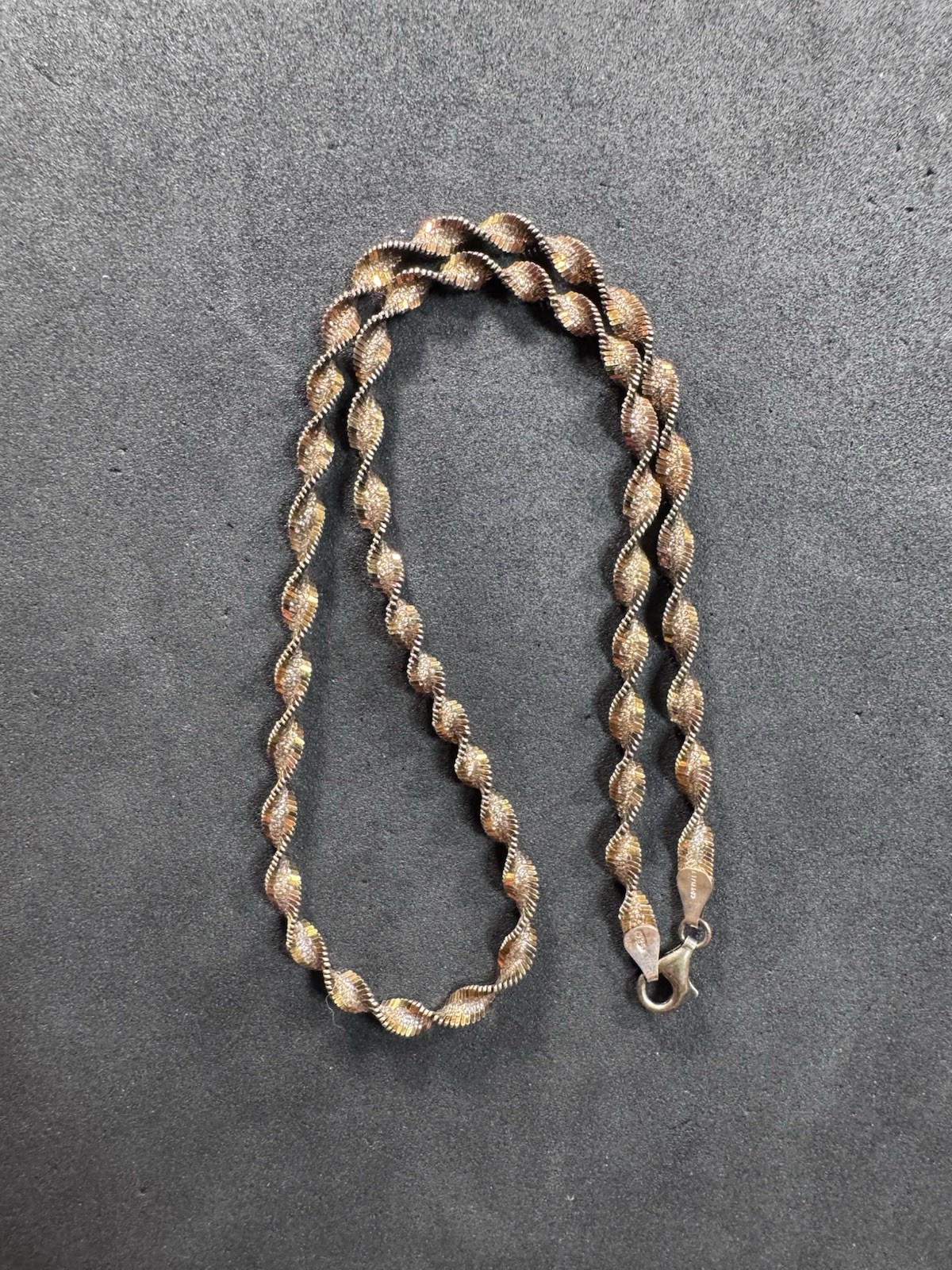 11.2g Vintage Sterling Silver 925 Gold Wash Twisted Chain 18” Jewelry lot H