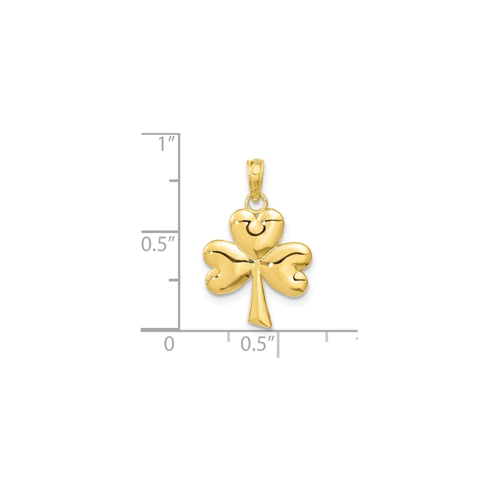 10k Yellow Gold Shamrock Pendant Celtic Three-Leaf Clover Charm for Necklace