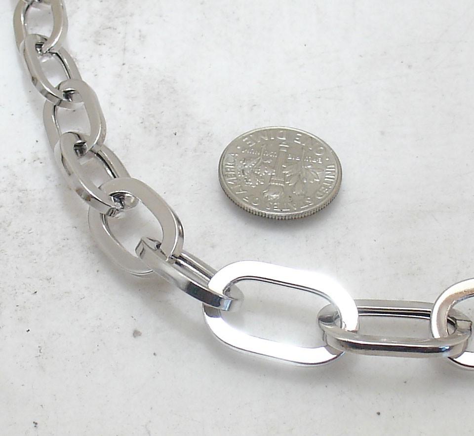 Graduated Paper Clip Oval Link Chain Necklace Anti-tarnish Real Sterling Silver