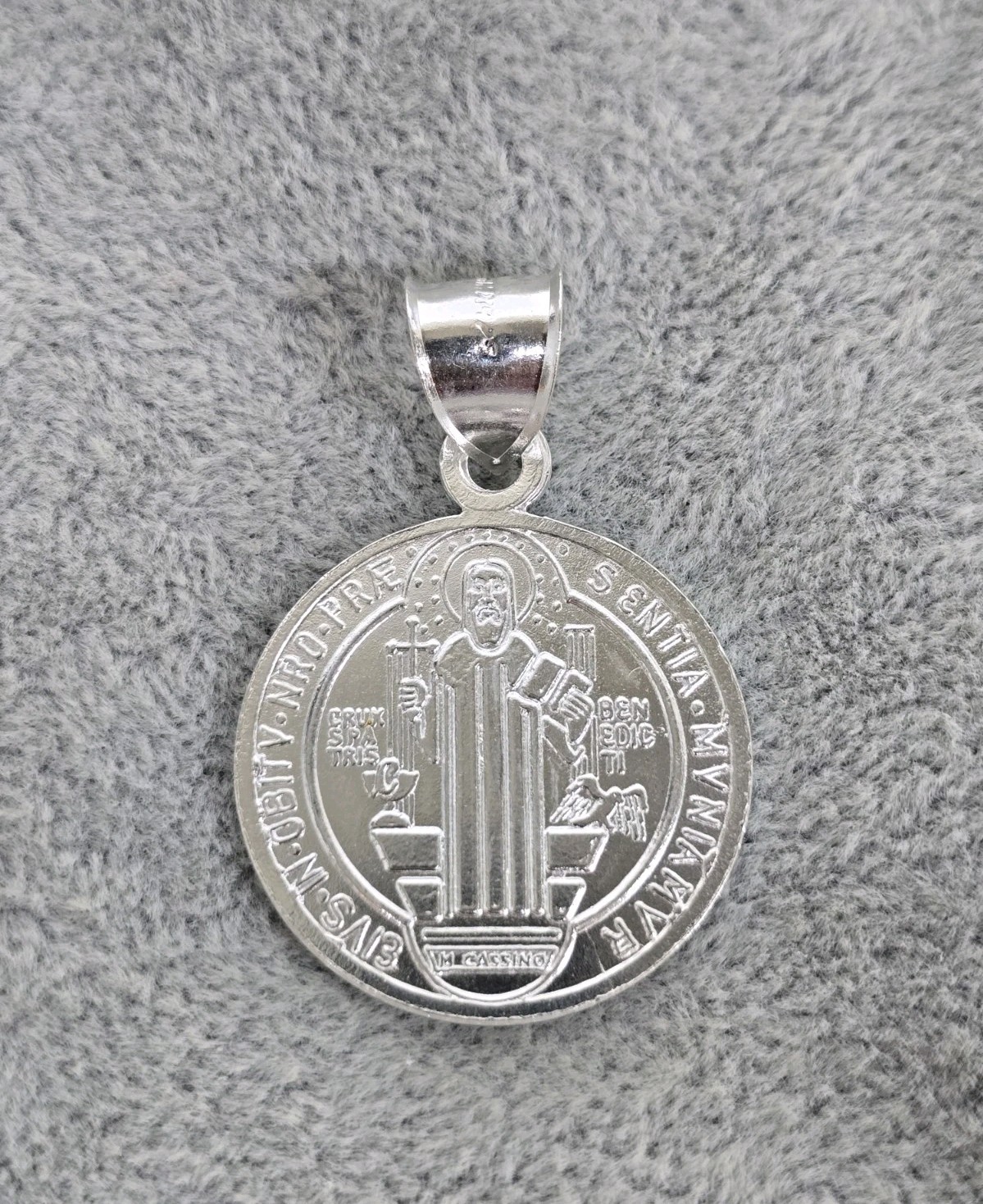 San Benito Medal Saint Benedict Pendant 925 Mex. Sterling Silver Religious Charm