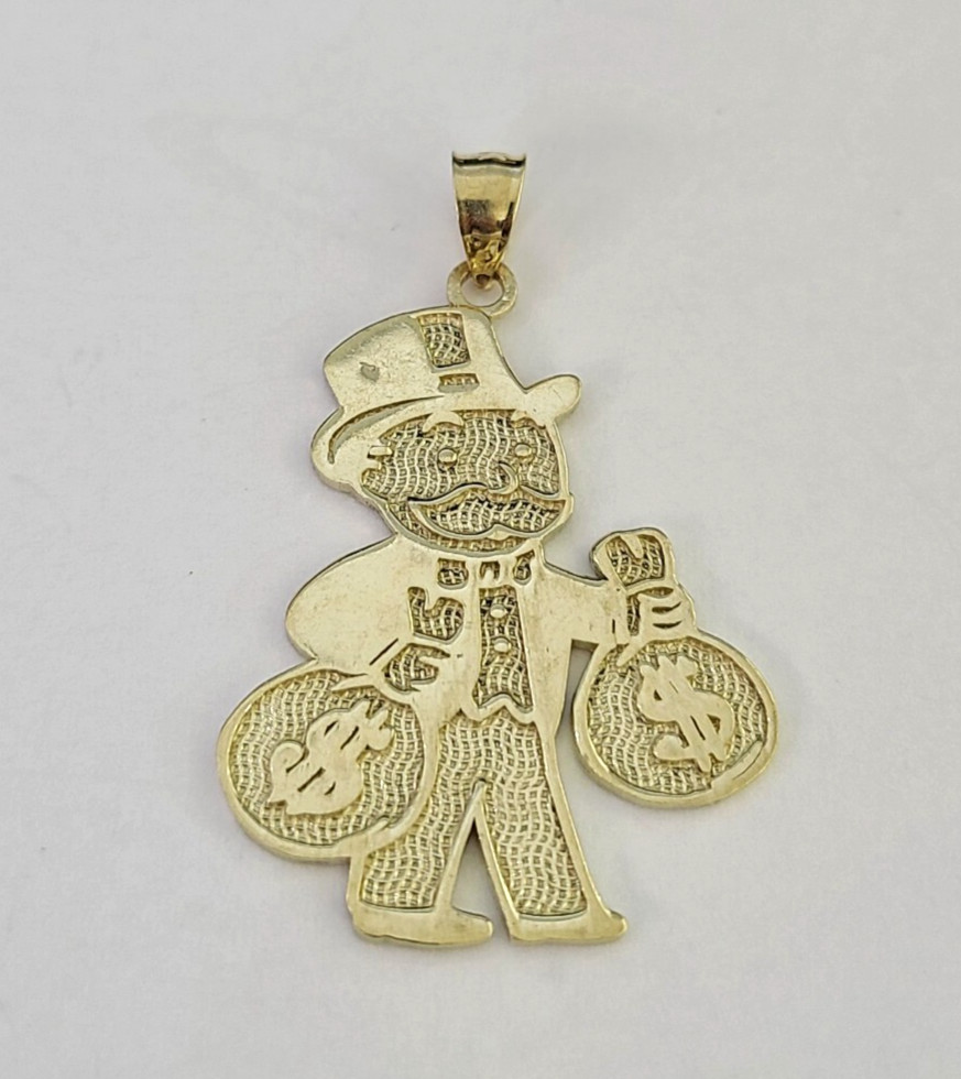 Real 10K Grandpa Money Bag Pendant Yellow Gold Charm Genuine 10kt