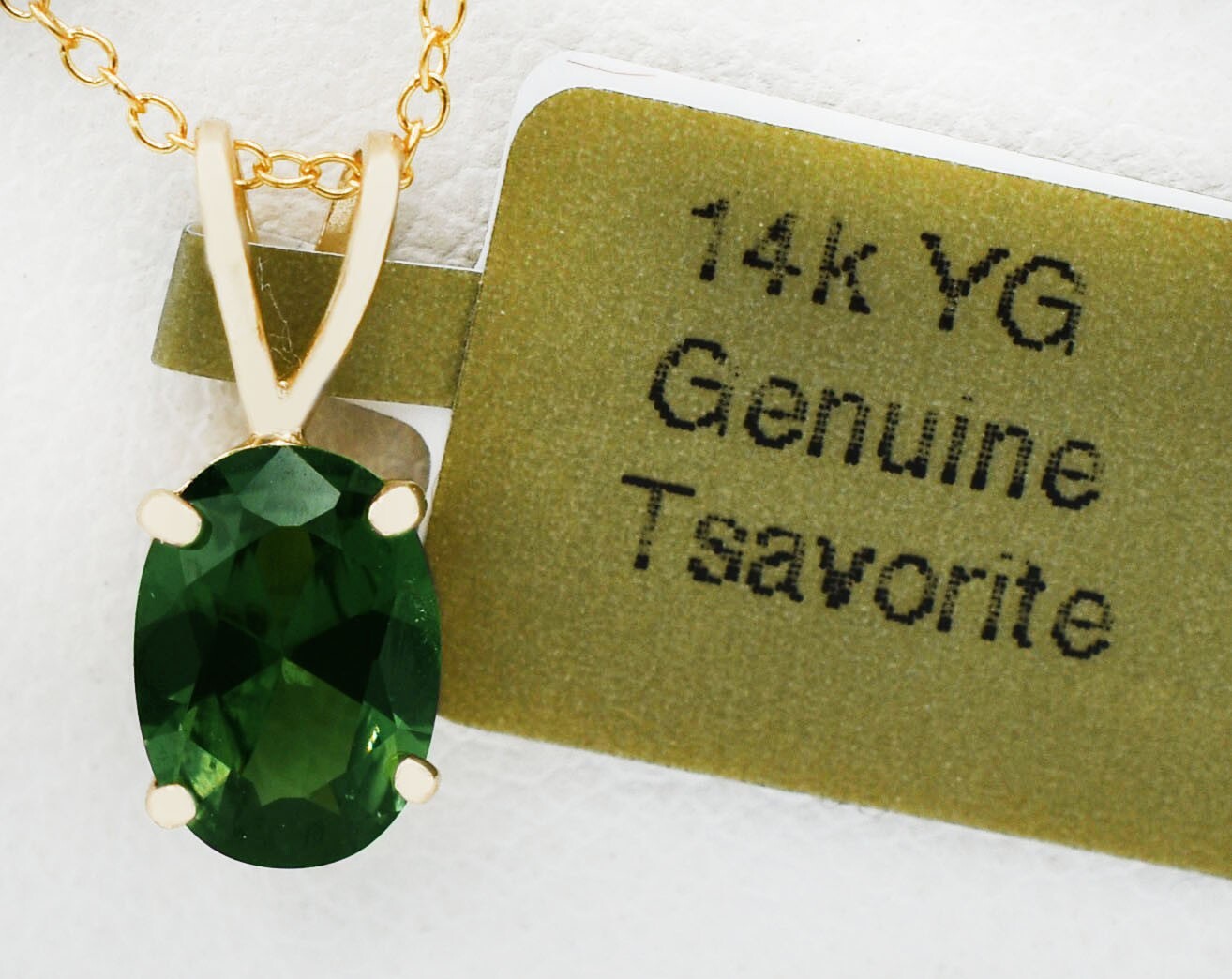 GENUINE 1.02 Cts TSAVORITE PENDANT SOLID 14k GOLD – Free Certificate Appraisal
