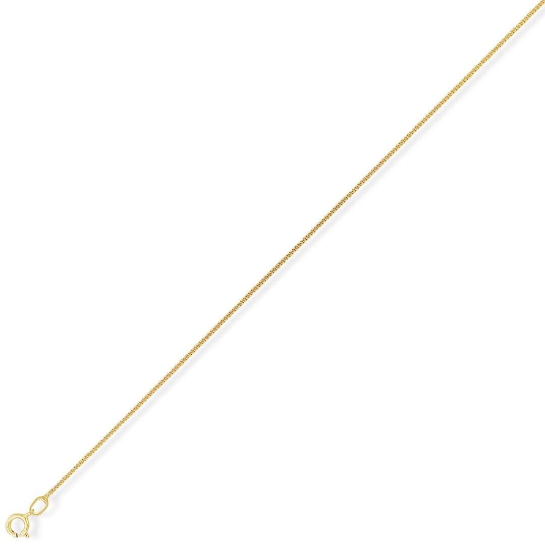 9ct Gold Jewelco London Diamond-Cut Curb Pendant Chain Necklace – 0.65mm gauge