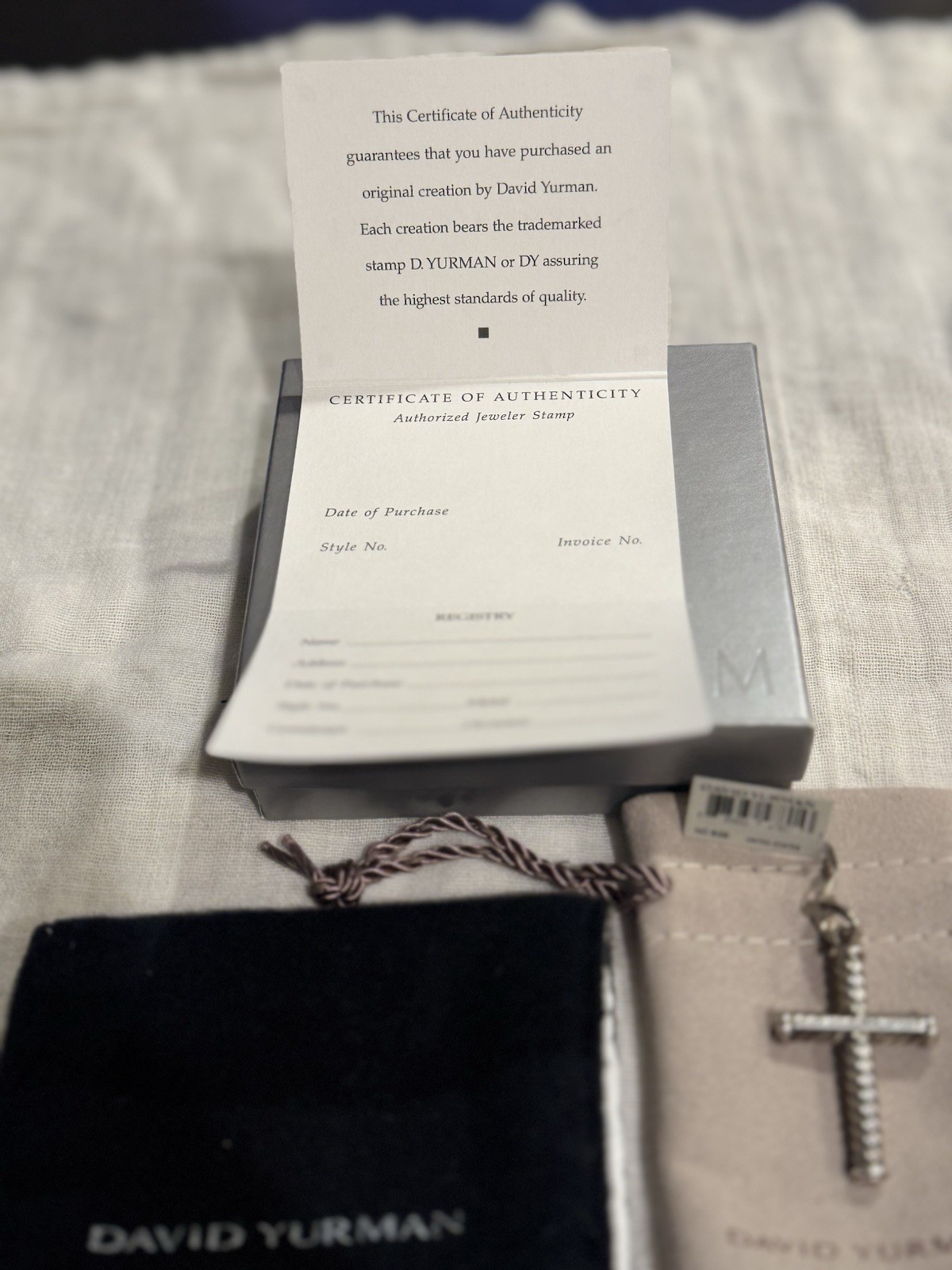 David Yurman Cable Cross Pendant, Sterling Silver 925 Signed Religious Charm