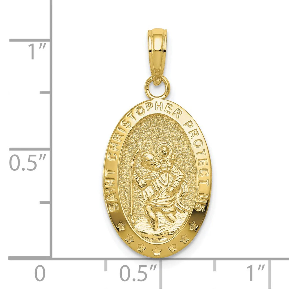 10K / 14K Yellow Gold Saint Christopher Medal Pendant