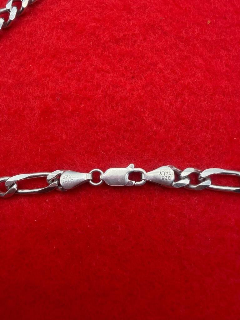 925 Italy Sterling Silver Figaro Chain Necklace 20” KA1772 Unisex Classic