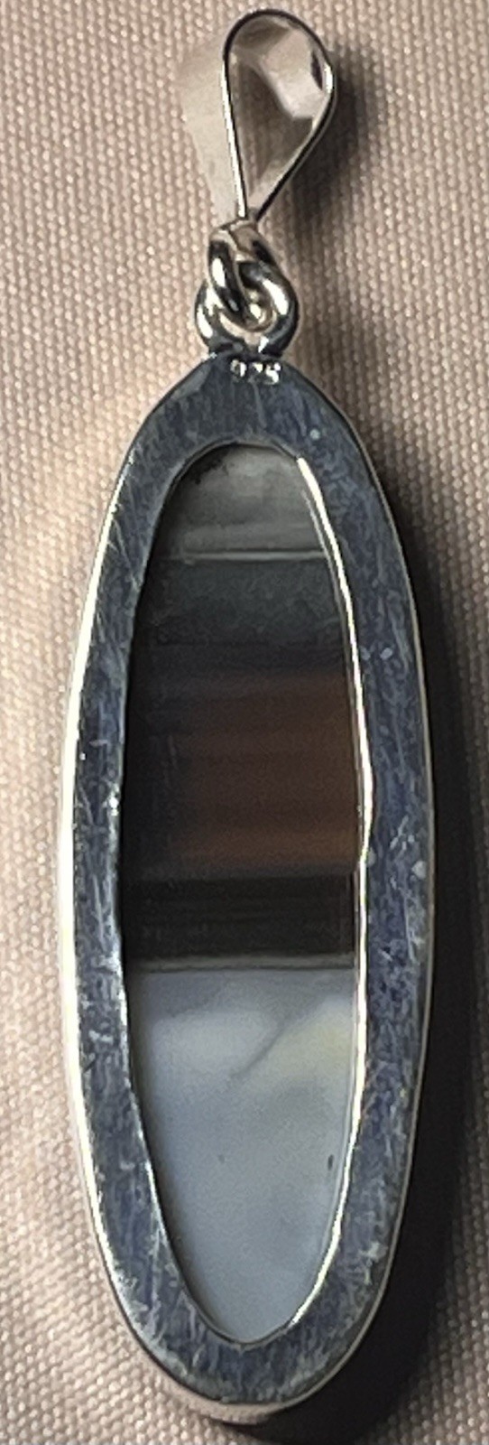 2.25 Inch Owyhee Blue Banded Opal Sterling Silver Pendant