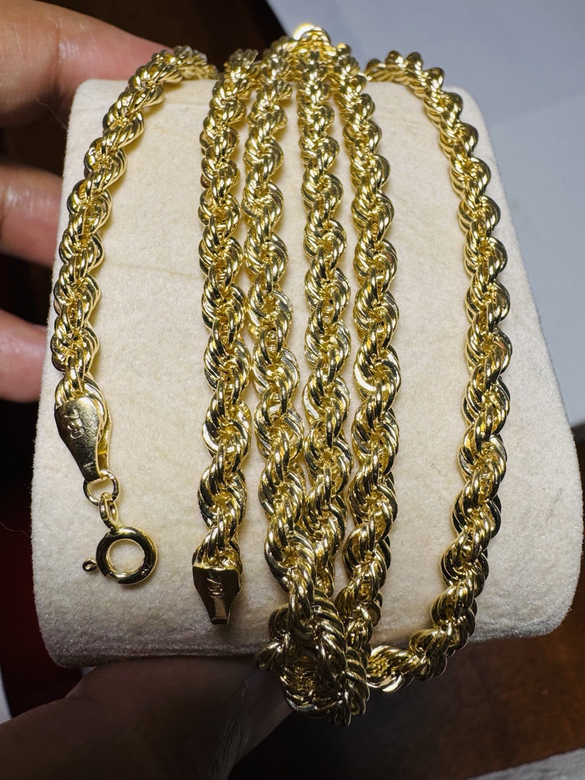 18K 750 Dubai Fine Genuine Gold Rope Chain Necklace 23.5” /24 Long 9.43g 4mm