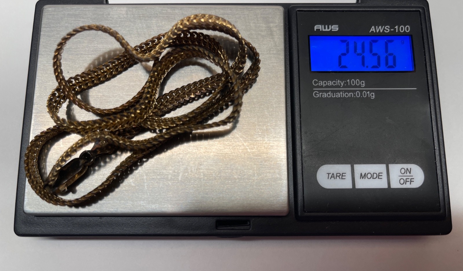 Italy 925 Sterling Gold Wash 5mm Wide Flat Mesh Chain Necklace 23.5” 24.5g