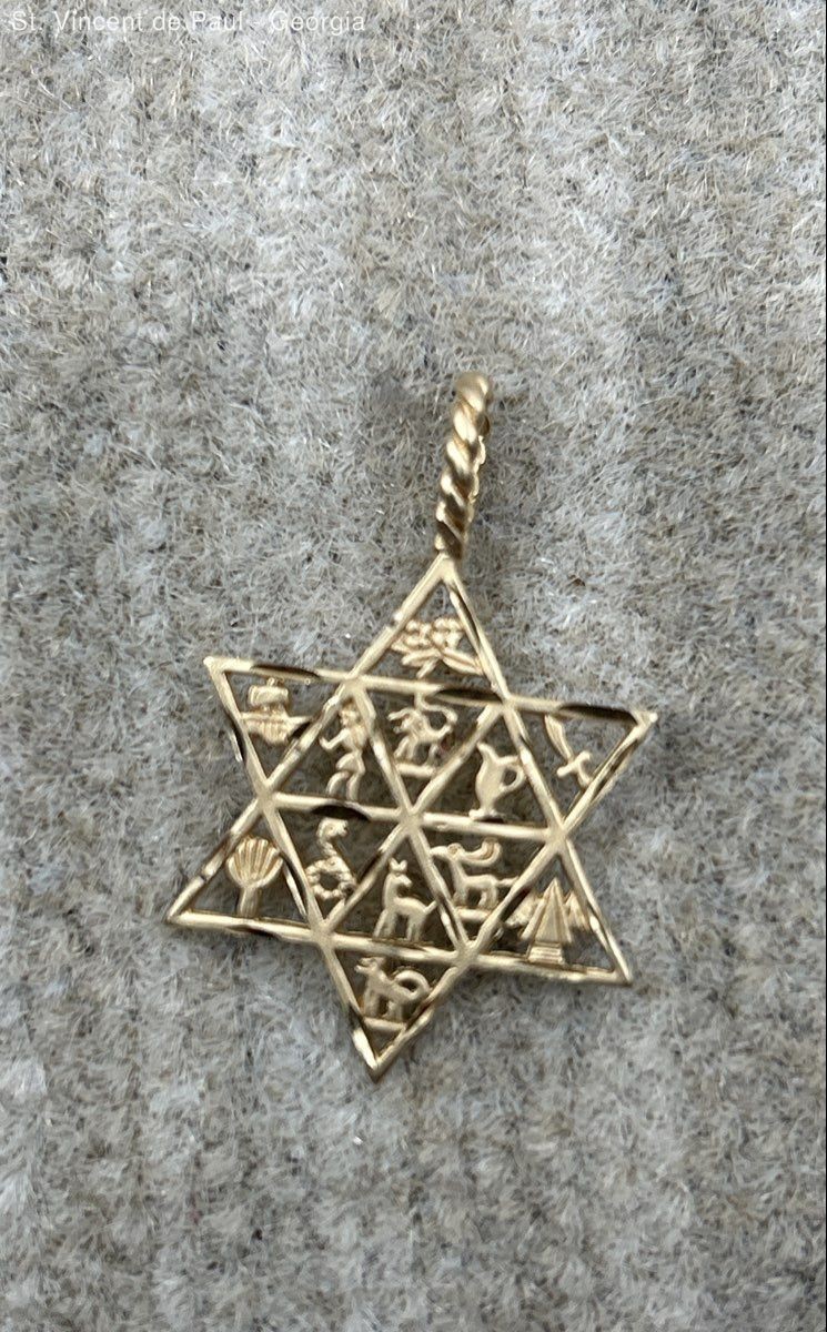 Vintage 14k Yellow Gold Star of David Dangle Pendant Beautiful Condition 2.45g