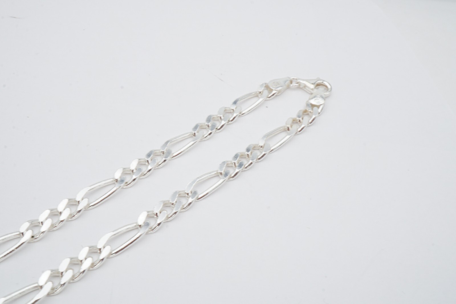 Sterling Silver 925 Figaro Necklace Chain 17.75″ Italy 5.5mm