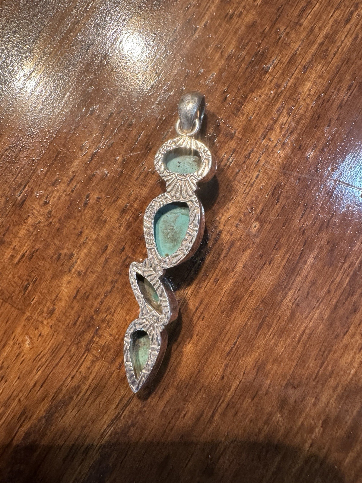 Turquois Sterling Silver Pendant Four Stones 5 1/2 Cm Age Unknown For Necklace