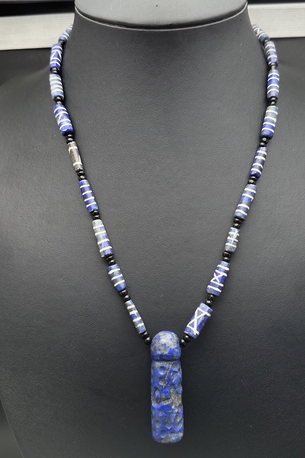 Vintage Rare Natural Lapis Lazuli Beads And Pendant Necklace Rare