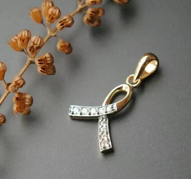 1.20Ct Round Cut Real Moissanite Unique Fancy Pendant 14k Yellow Gold Plated