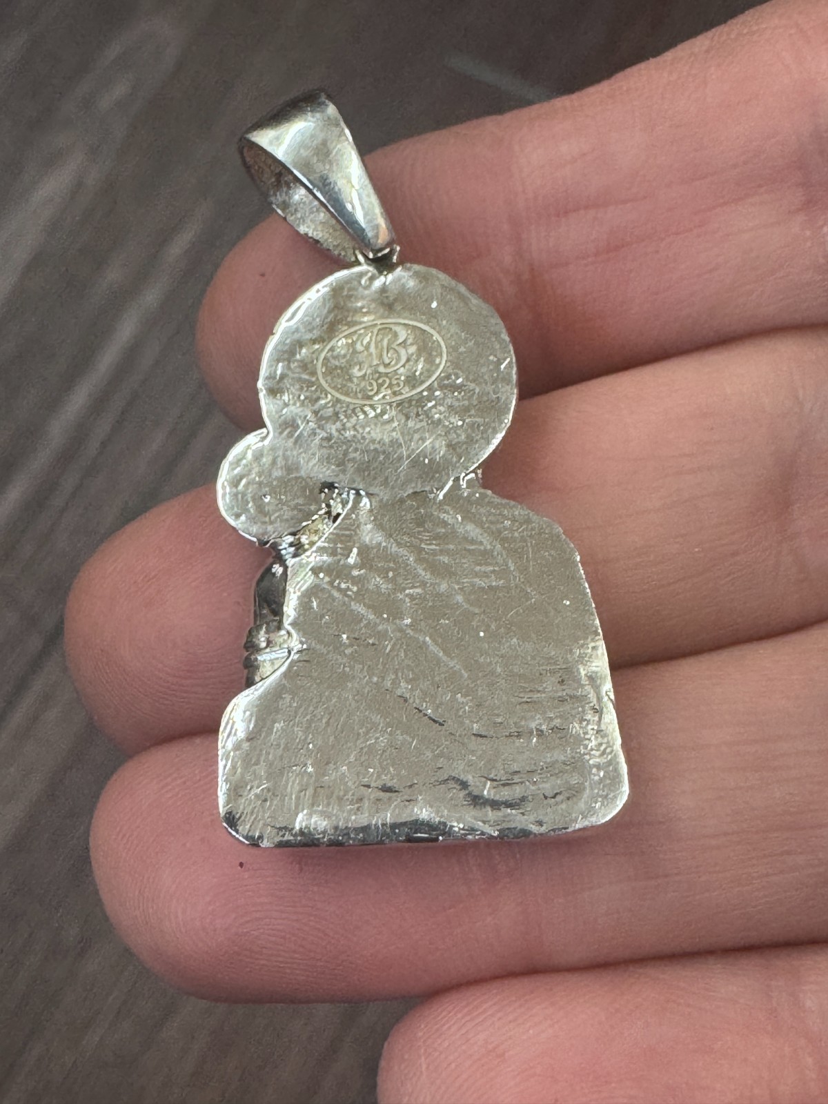 Virgin Mary Blessed Mother and Jesus Lady Theotokos Icon 1.5″ Pendant Silver 925