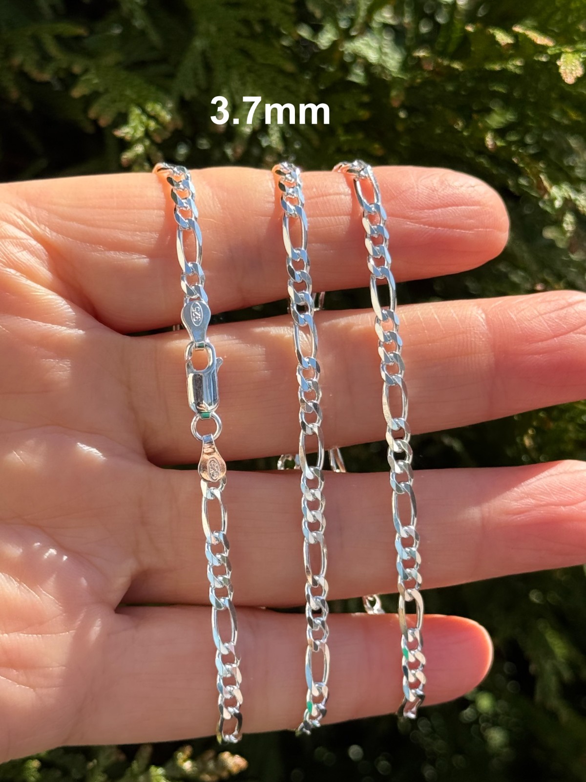 925 Sterling Silver Figaro Chain High Polished