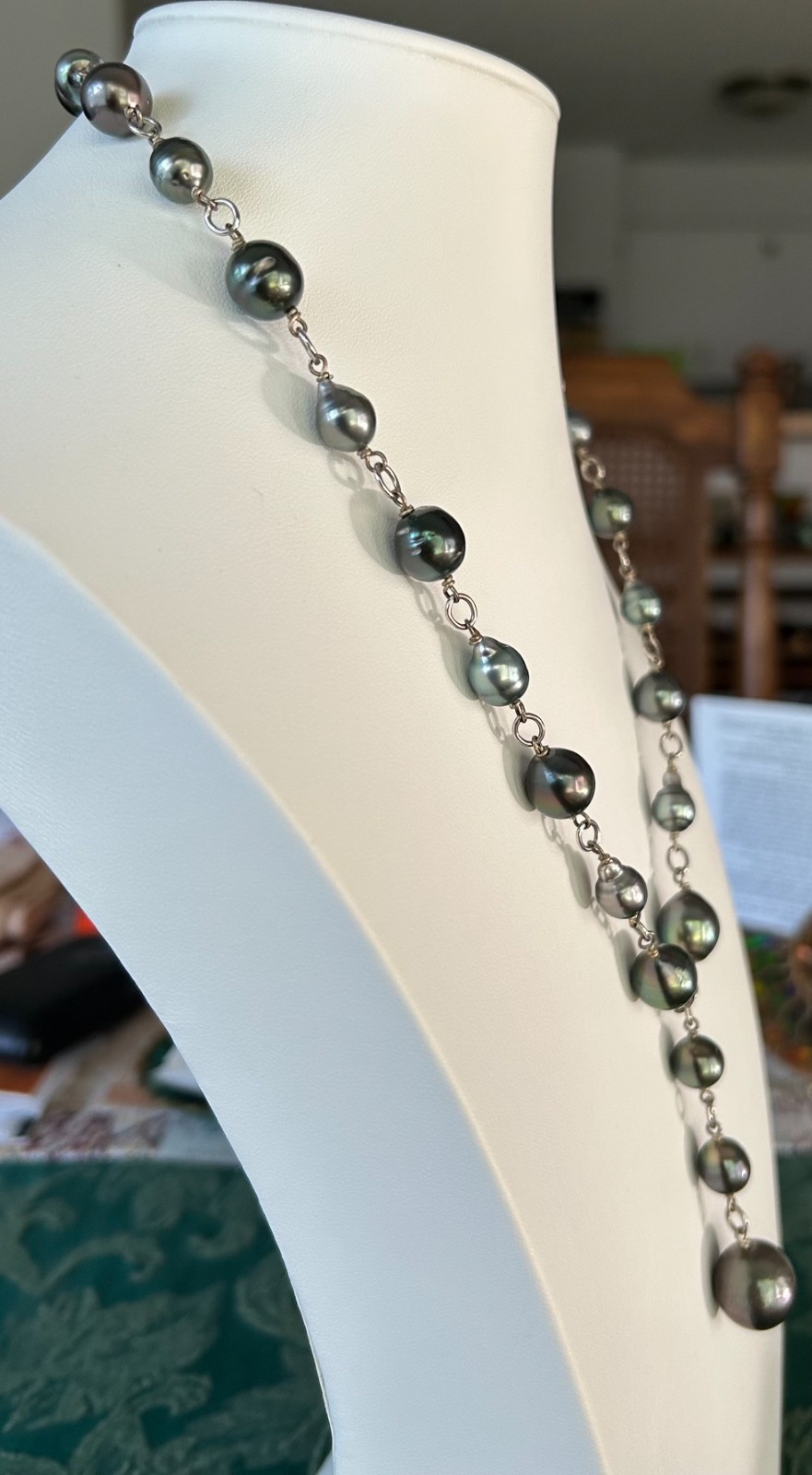 Sterling Silver Tahitian Pearl Dangle Necklace, 19.5 Inches With a 2 Inch Dangle