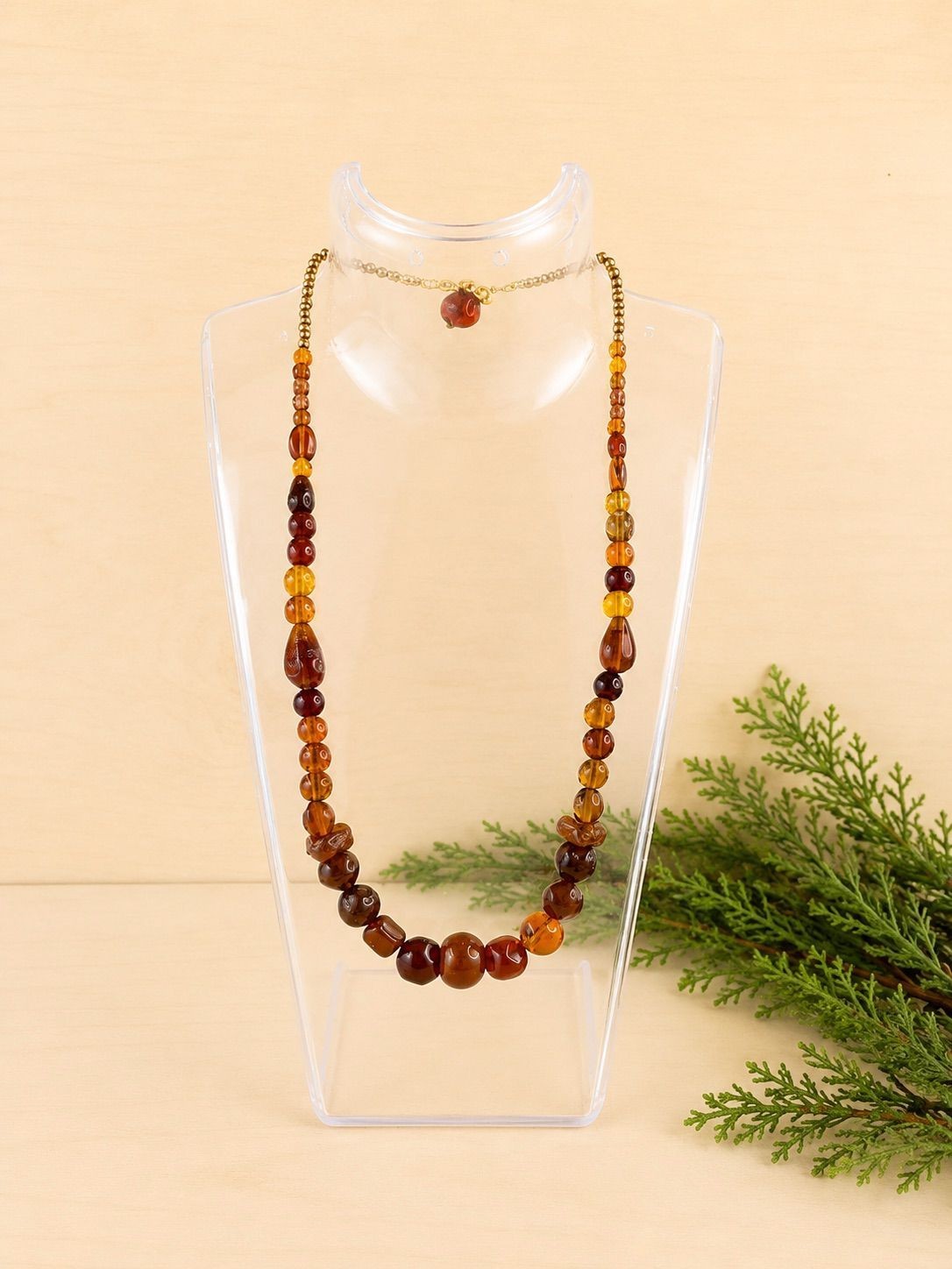 Boho Necklace Featuring Brown Glass Beads in Various Shapes – Folden Handmade