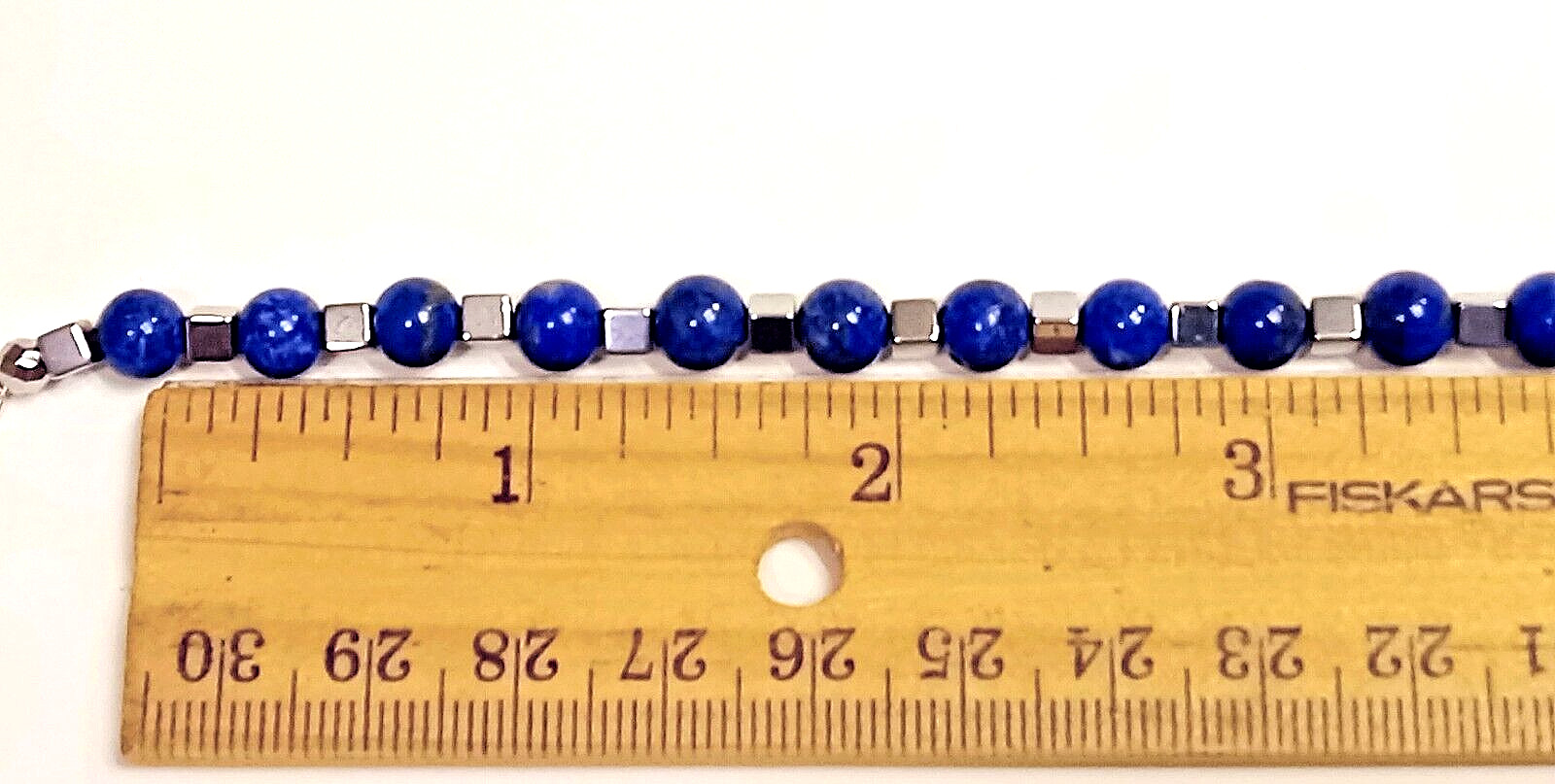 9″ MEN’S LAPIS BRACELET. Large Easy-to-Use Sterling Silver Lobster Claw Clasp.