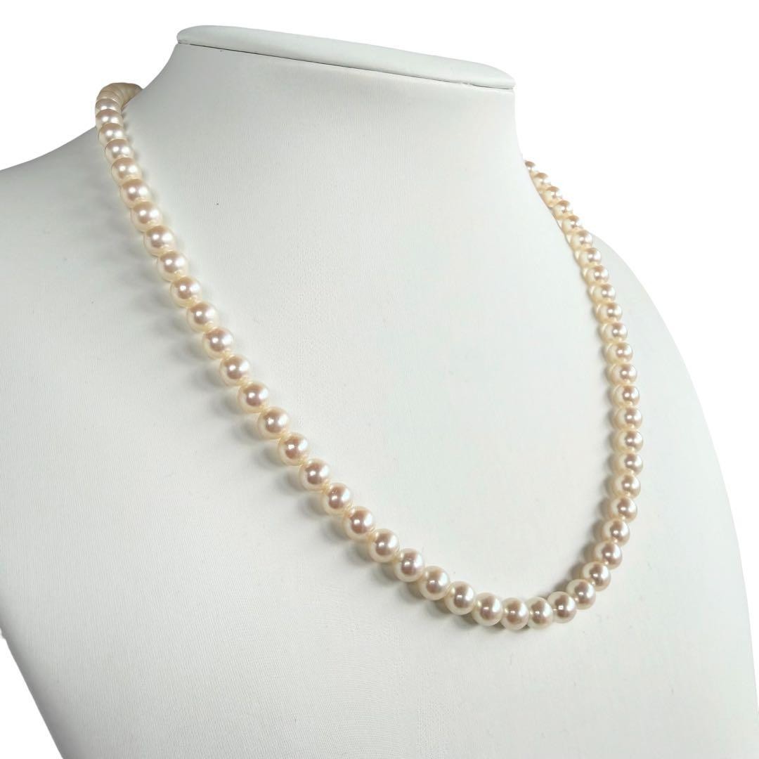 TASAKI Hanadama Grade Akoya Pearl Necklace 5.6-6.0mm 17.3in Silver Japan Boxed