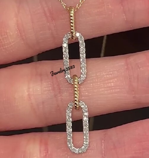 0.75 Cts Natural Diamond Paper Clip Pendant For Women’s In 10k Real Yellow Gold