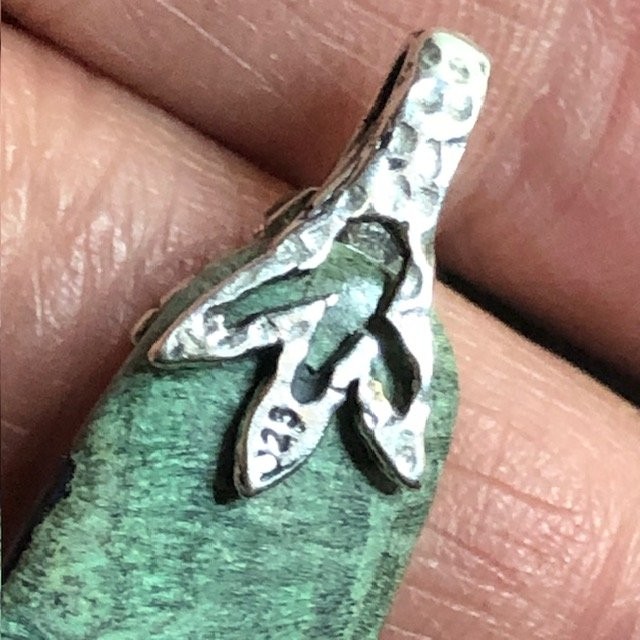 9770 Sterling Silver 925 Green Resin Teardrop Pendant Leaf Bail 2.25in