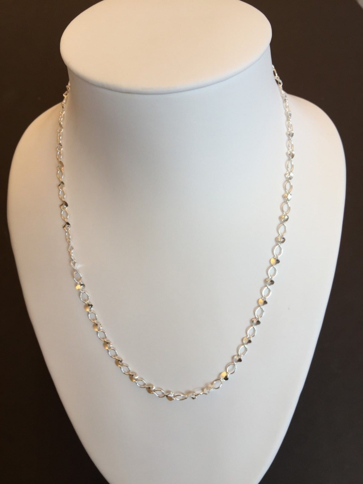 .925 STERLING SILVER ITALIAN DESIGNER CHAIN 18″ TWIST & OVAL MADE IN ITALY J 312