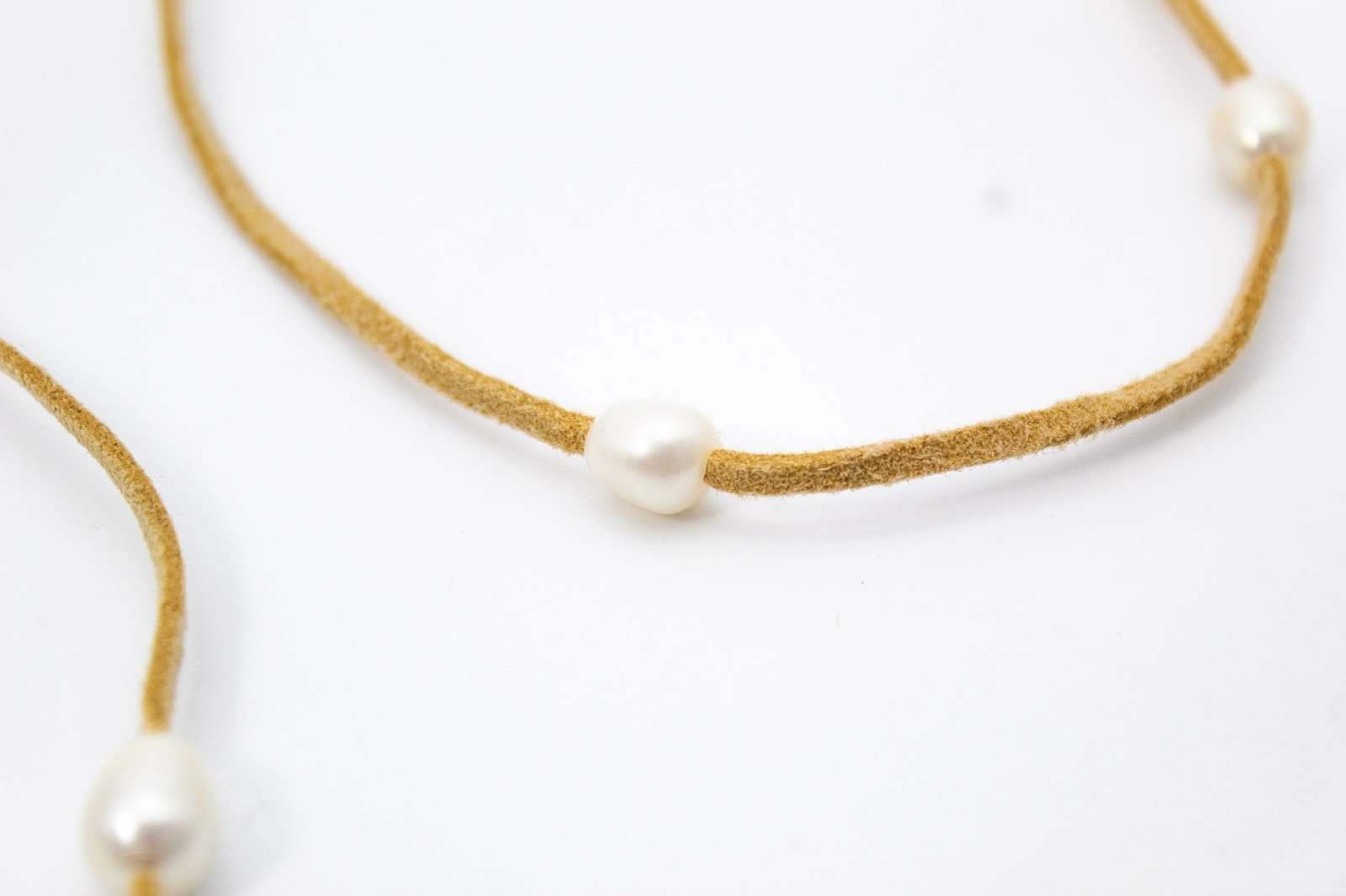 Minimalist Freshwater Natural Pearl Leather Wrap Long Necklace 52″