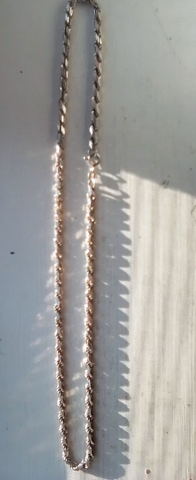 Vintage 9.25 Sterling Sliver Italian Diamond Cut Rope Chain 3mm 17in 16gm