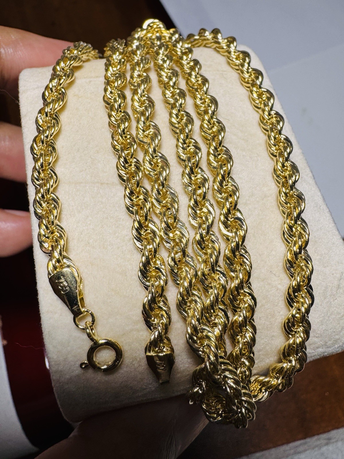 18K 750 Dubai Fine Genuine Gold Rope Chain Necklace 23.5” /24 Long 9.43g 4mm