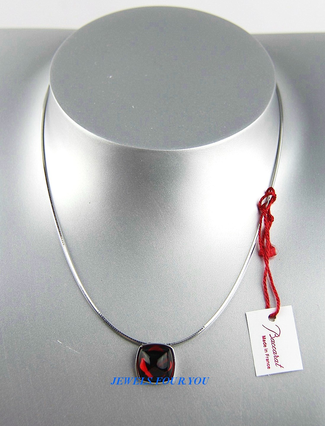 BACCARAT MEDICIS STERLING SILVER PENDANT NECKLACE SMALL RED MIRROR FRANCE NEW