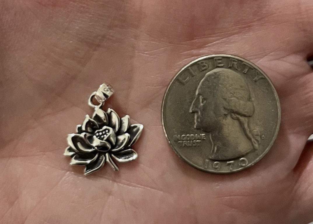 Sterling Silver Lotus Flower Pendant Necklace 18in Snake Chain ❤️Nice Gift🪷