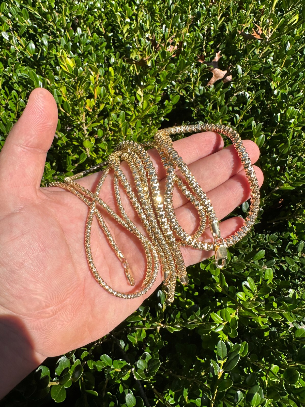 14k Gold Vermeil 925 Silver Diamond Cut Sparkle Ice Rope Chain Necklace 3-5mm