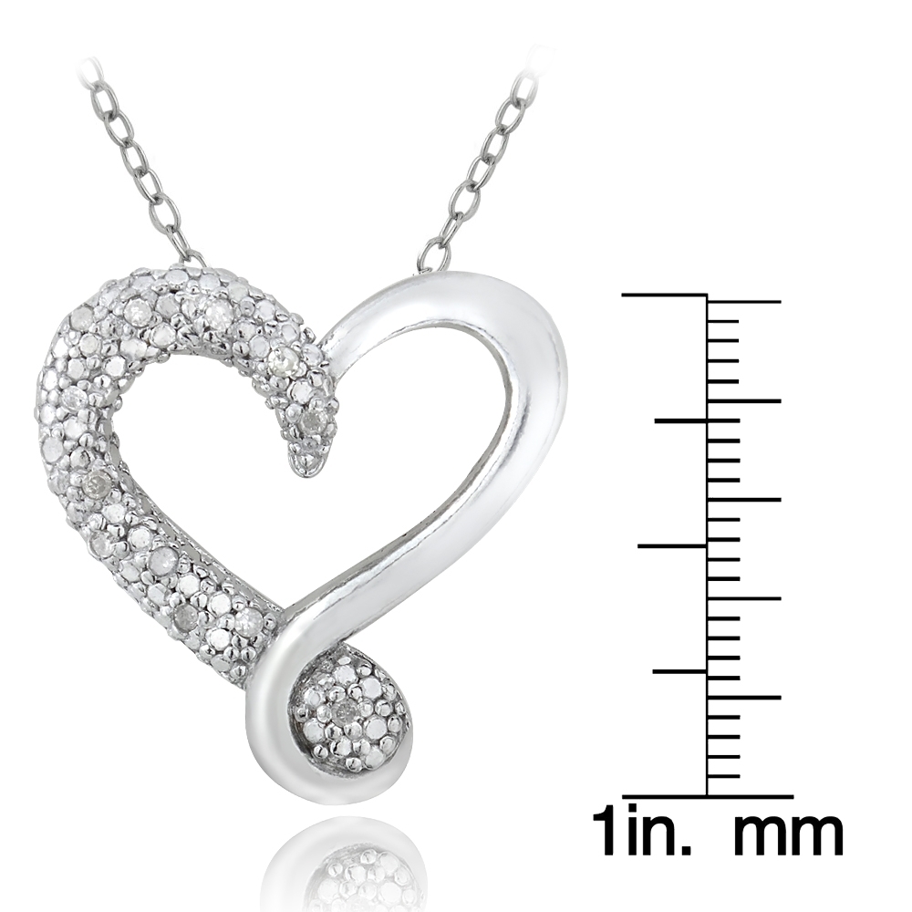 925 Sterling Silver 1/8ct Diamond Heart Necklace, 18″