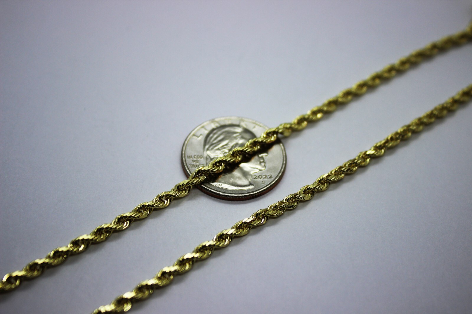 10K Yellow Solid Gold Rope Diamond Cut Chain necklace bracelet 1.5mm-5mm 7″-30″