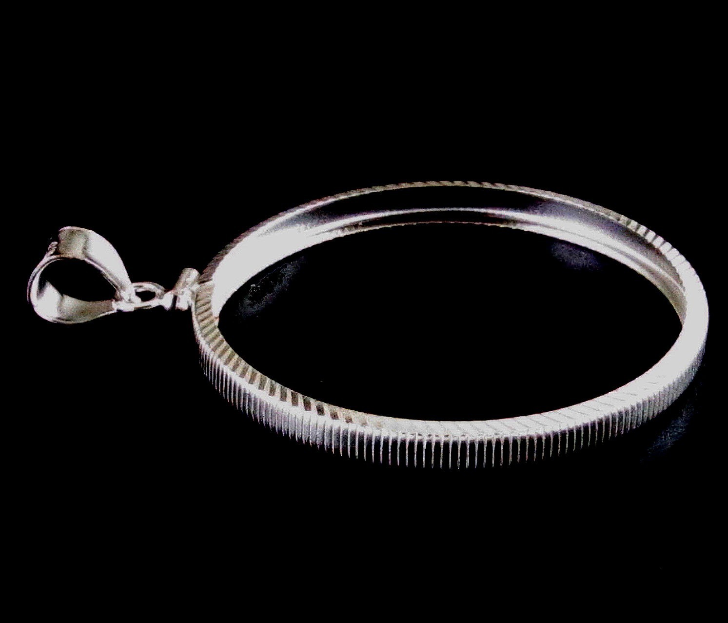 Coin Bezel One Ounce Silver Maple Leaf Diamond Cut Sterling Silver Soldered Bail