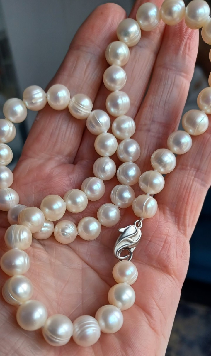 Pearl Collar Necklace Sterling Silver 925 Clasp Freshwater Pearls Signed