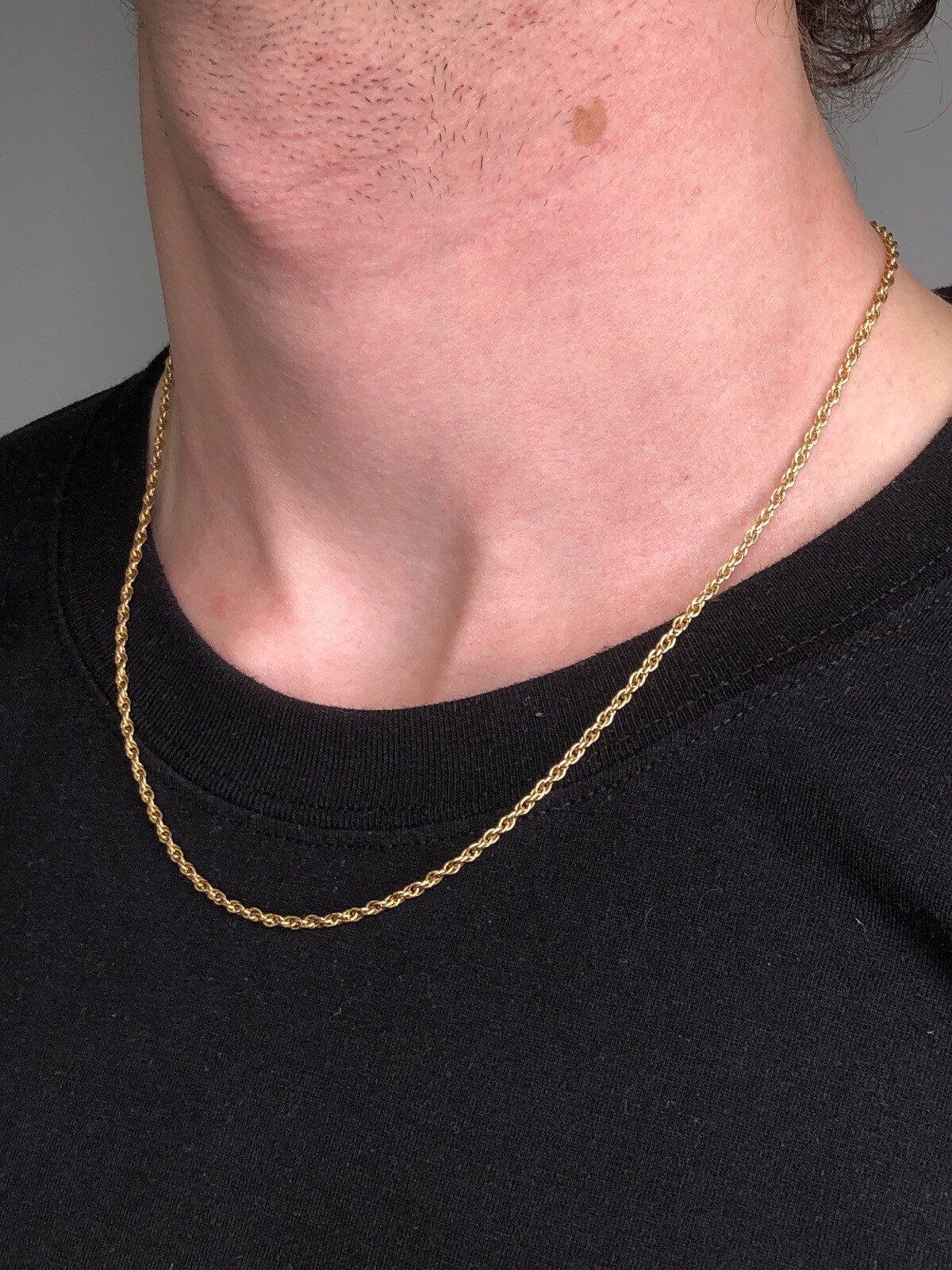 Real Genuine Solid 1/20 14K Yellow Gold Rope Chain Necklace 24 Inch Men Women