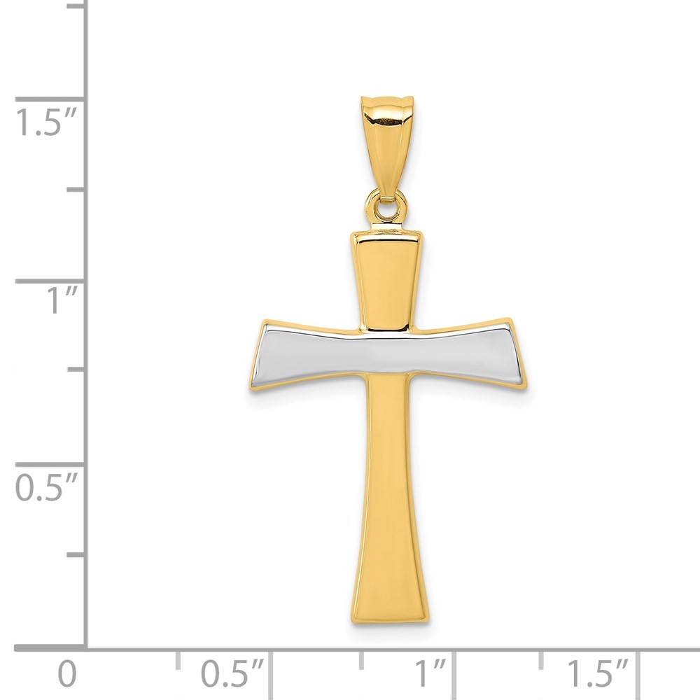 14k Two-tone Gold Polished Cross Pendant 1.19 gram, L-1.19 In, W-0.75 In