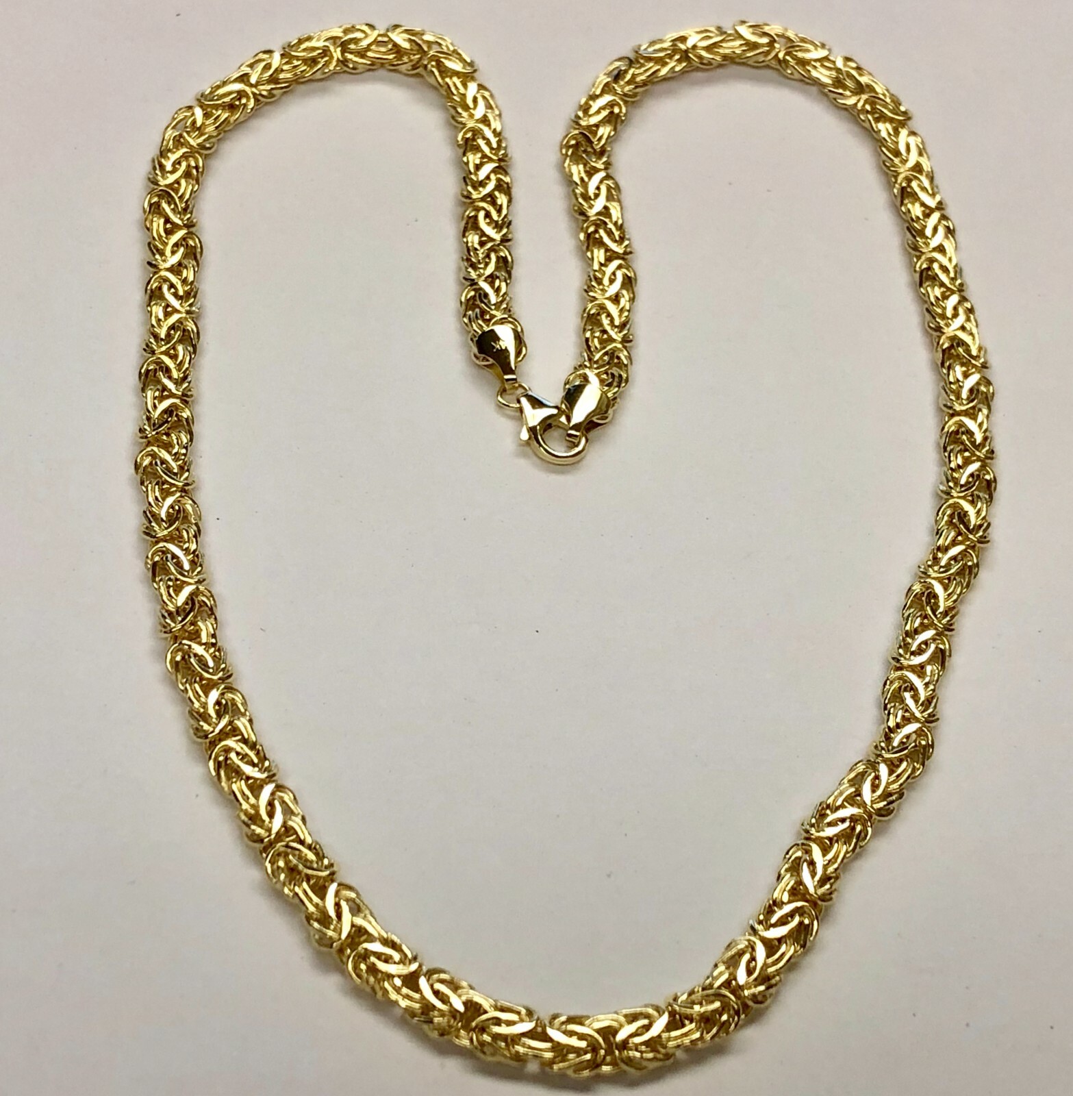 14k Yellow Gold Super Byzantine Link Fashion Chain Necklace 18″ 6mm 10.5 grams