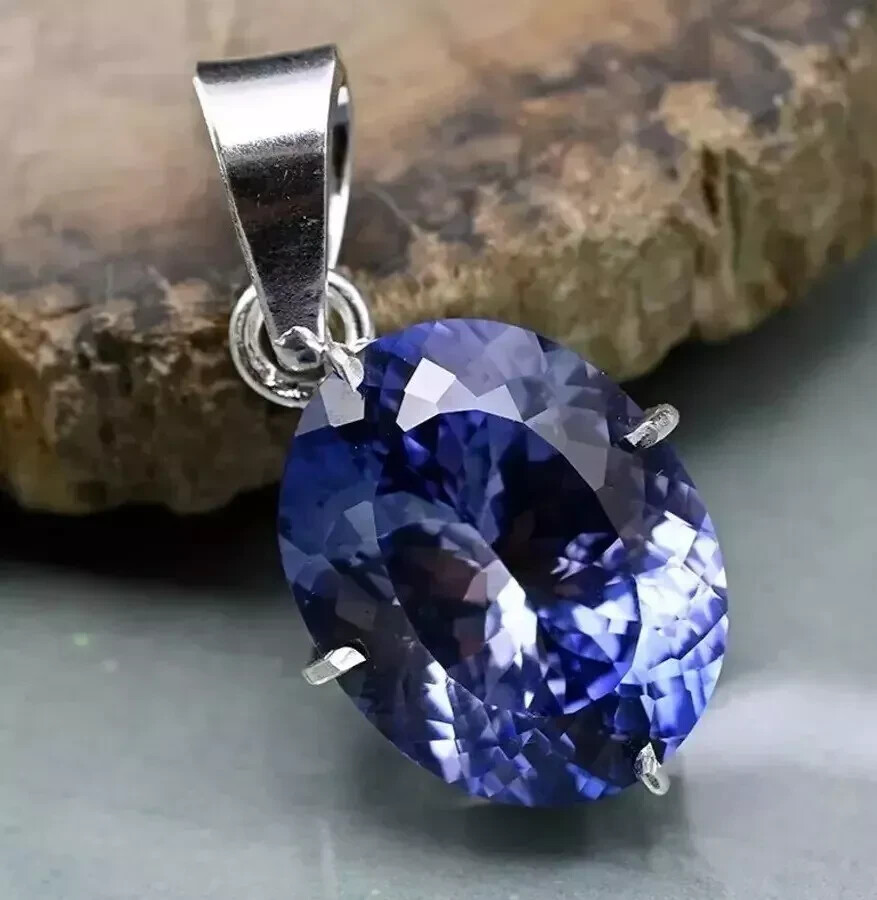 A+ Natural Sapphire Blue Oval Cut 925 Solid Silver 26 Ct+ Pendant Loose Gem