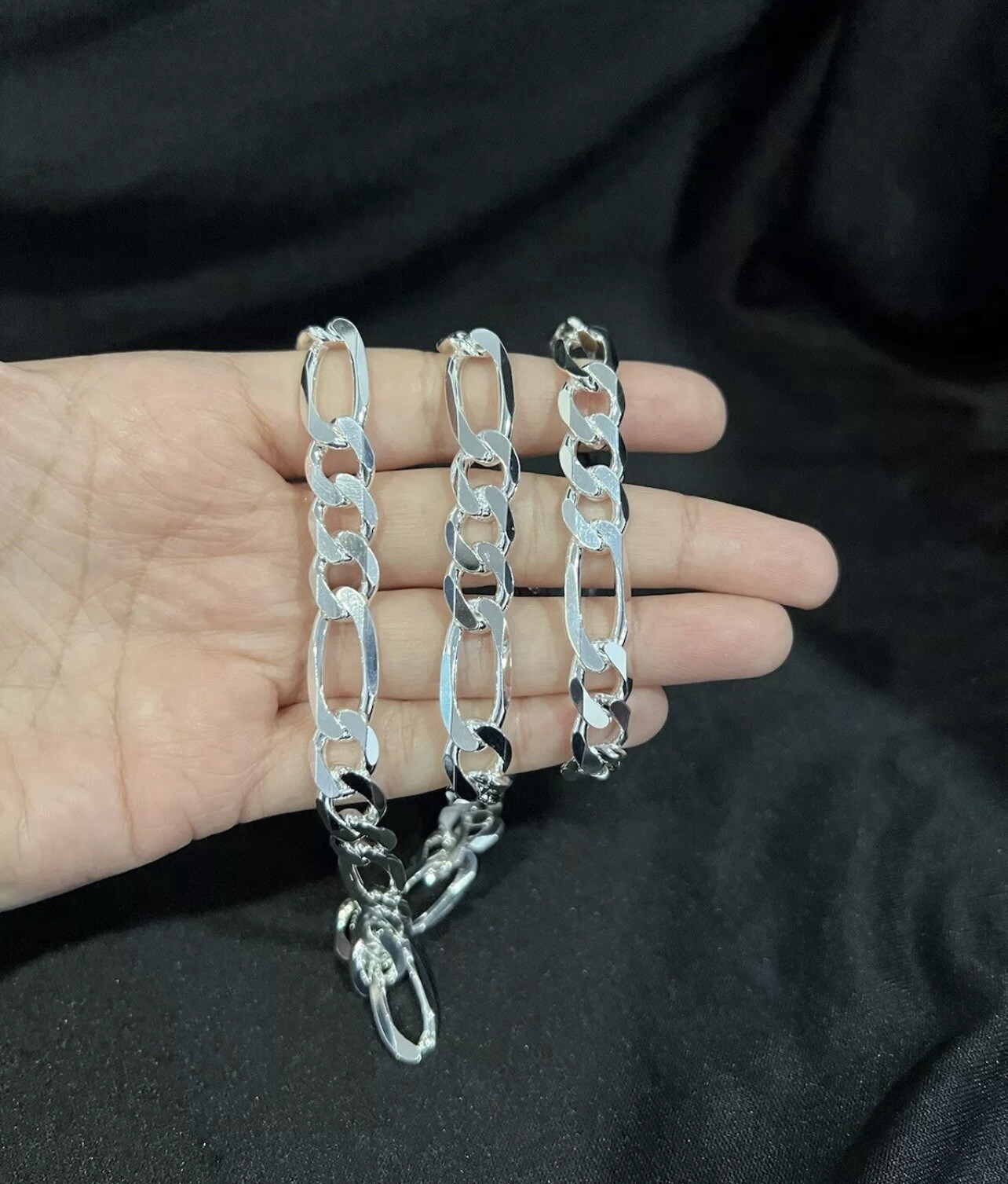 .925 Sterling Silver Men’s Male Thick Figaro Chain Necklace 28 inches LONG