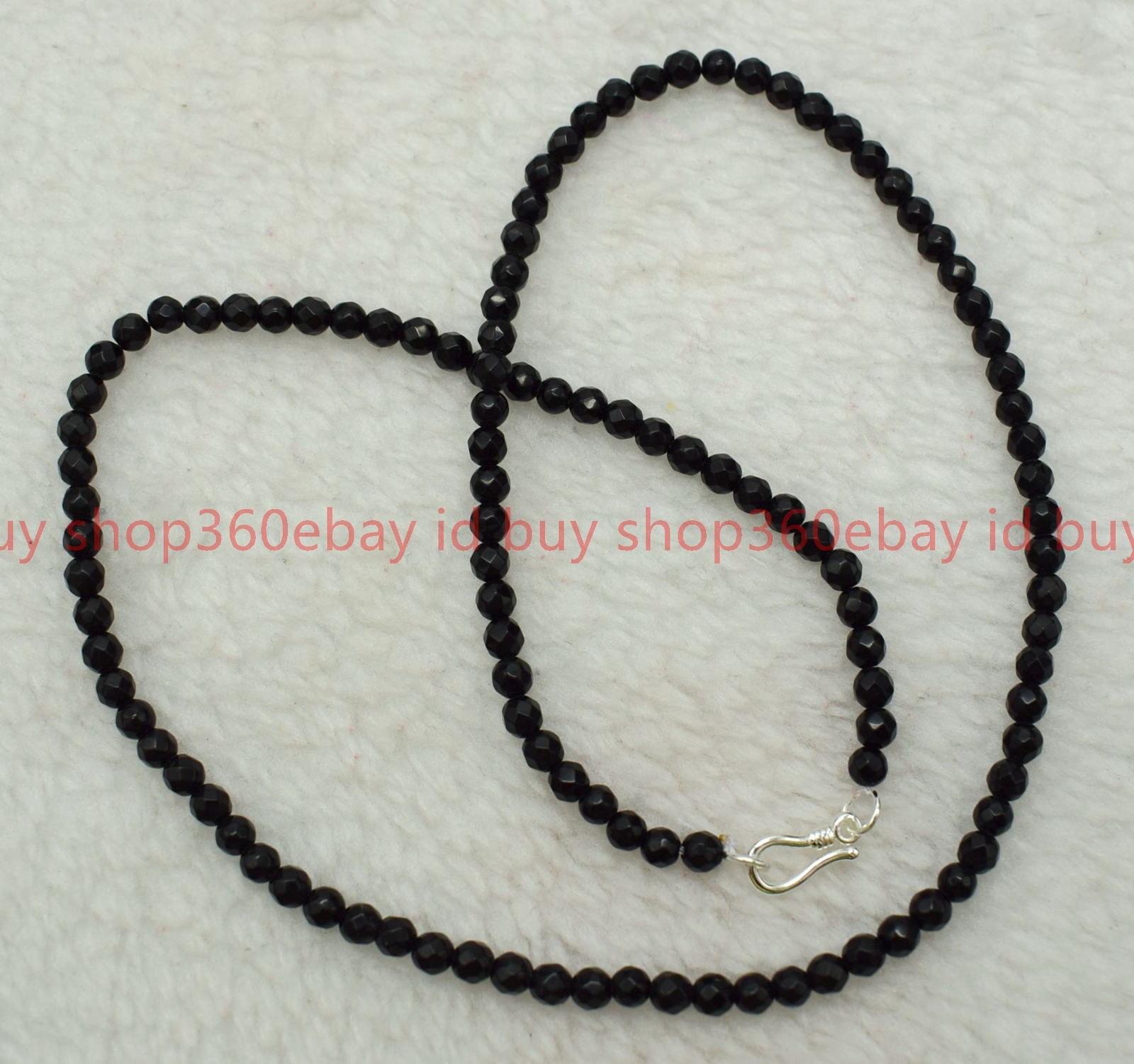 Natural Beautiful 4mm Faceted Black Agate Round Gemstone Beaded Necklace 16-28in