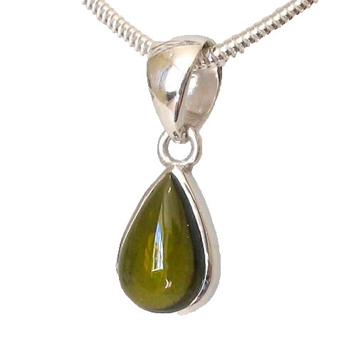 Green Tourmaline Pear Drop Pendant in Sterling Silver – 3.8 Carats, Eye Clean