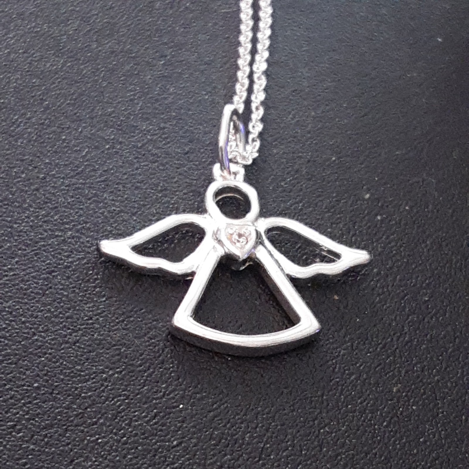 AVON ~ BEAUTIFUL .925 Sterling Silver CZ “ANGEL” Necklace ~ 18 in