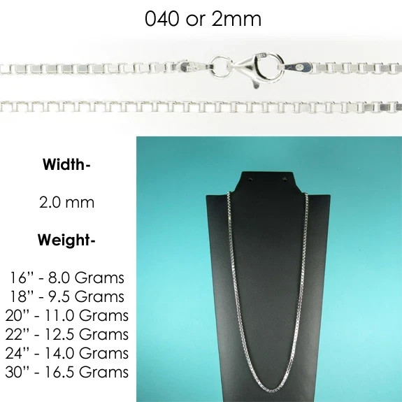 925 Sterling Silver BOX Chain Necklace All Sizes Stamped .925 Italy