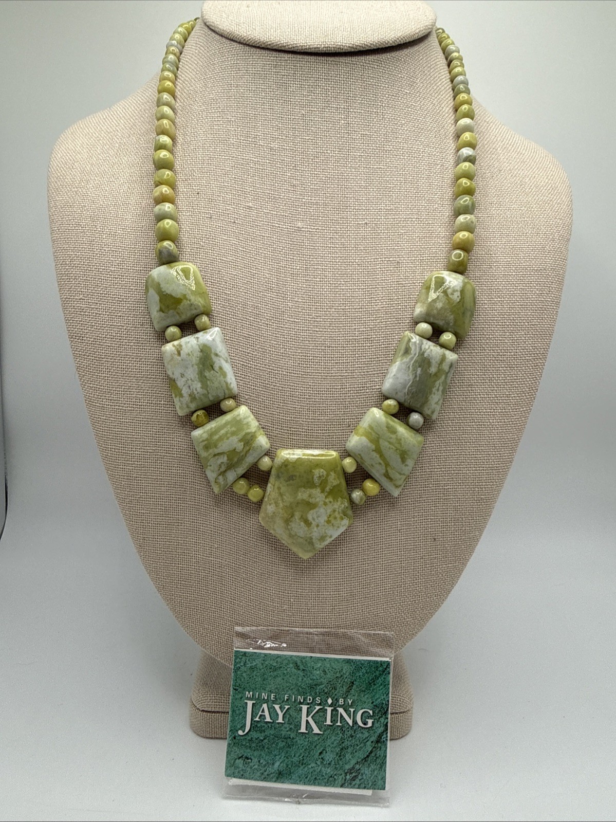 Jay King Natural South African Olive Calcite Sterling Silver Necklace