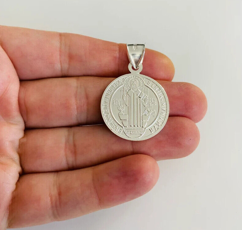 925 Sterling Silver Saint Benedict Pendant / Necklace, UNISEX – ESP32