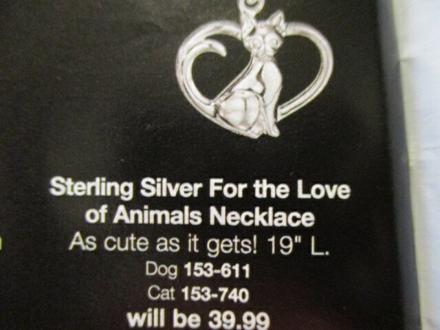 AVON Sterling Silver For The Love Of Animals Necklace “CAT” 19″ Long