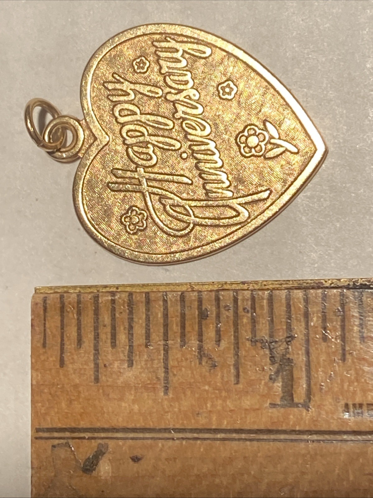Nice Vintage 14k HAPPY ANNIVERSARY HEART Charm 3.4 Grams